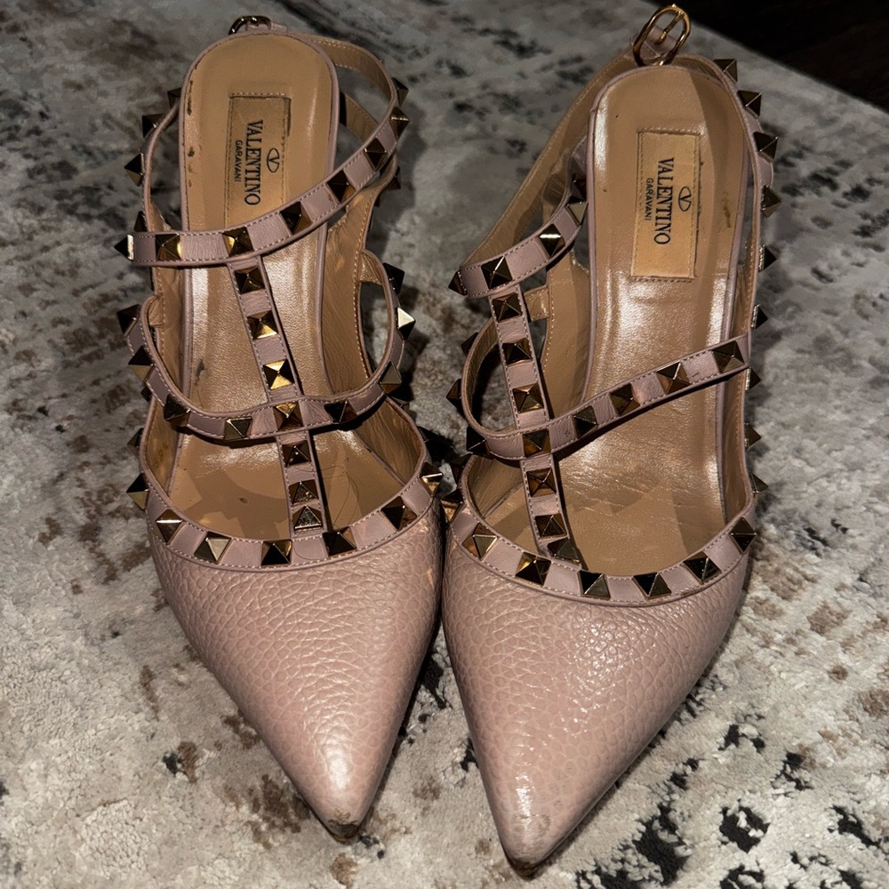 Valentino rock stud nude heels